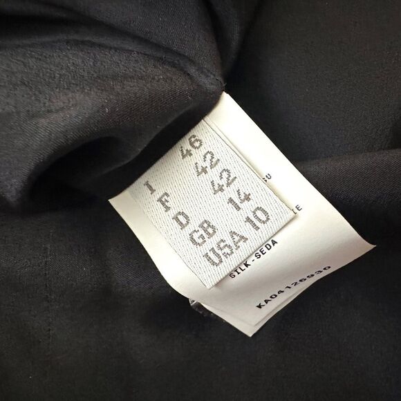 Narciso Rodriguez Black Silk Midi Cocktail Dress - Size 10 - Picture 7 of 8